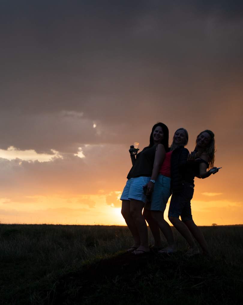 Enkishui Safari Camp guests having fun during the sunset